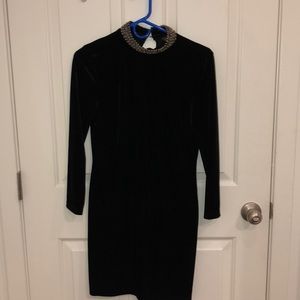 Topshop black velvet bodycon dress size 8